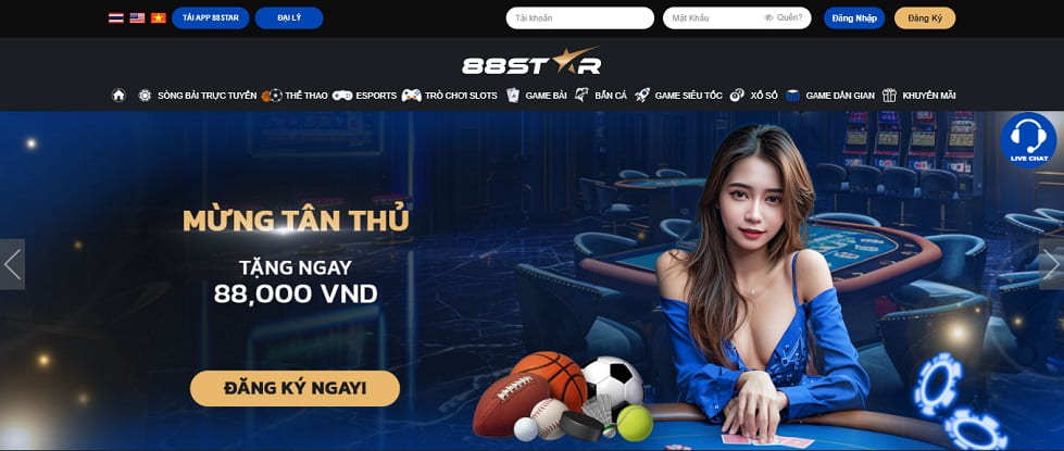 88Star – Cá cược trực tuyến an toàn, đảm bảo hợp pháp