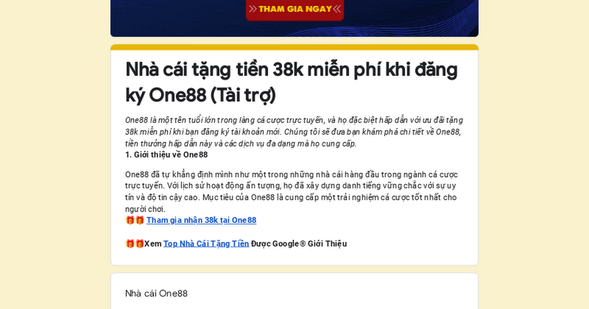 One88 – Nhà Cái Uy Tín Tặng Ngay 38K Khi Đăng Ký